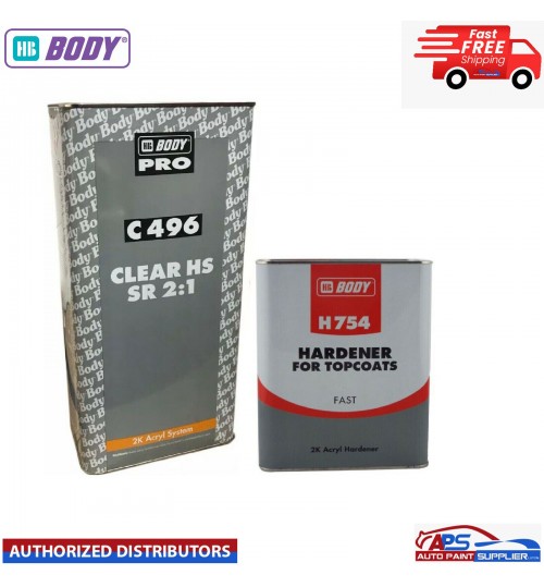 HB Body C 496 2K Lacquer & Fast Hardener H 754 7.5L KIT Clear 2:1 Car Clearcoat